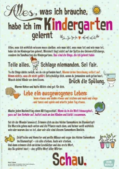Alles, was ich brauche, habe ich im Kindergarten gelernt, Plakat DIN A1