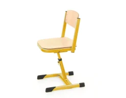 Aluflex-Aktivstuhl, höhenverstellbar 38-50 cm, Stahlfarbe zinkgelb, Kunststoffgleiter, 9-18+ Jahre