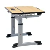 Aluflex Einer-Schülertisch, höhenverstellbar 58-70 cm, Stahlfarbe weißaluminium, mit Drahtkorbablage, Filzgleiter, 6-12 Jahre