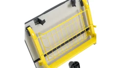 Aluflex Einer-Schülertisch, höhenverstellbar 64-82 cm, Stahlrohrfarbe zinkgelb, mit Drahtkorbablage, Filzgleiter, 9-18+ Jahre