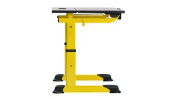Aluflex Einer-Schülertisch, höhenverstellbar 64-82 cm, Stahlrohrfarbe zinkgelb, mit Drahtkorbablage, Kunststoffgleiter, 9-18+ Jahre