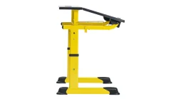 Aluflex Einer-Schülertisch, höhenverstellbar 64-82 cm, Stahlrohrfarbe zinkgelb, mit Drahtkorbablage, Kunststoffgleiter, 9-18+ Jahre