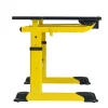 Aluflex Zweier-Schülertisch, höhenverstellbar 58-70 cm, Stahlfarbe zinkgelb, mit Drahtkorbablage, Kunststoffgleiter, 6-12 Jahre