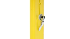 Aluflex Zweier-Schülertisch, höhenverstellbar 64-82 cm, Stahlfarbe zinkgelb, mit Drahtkorbablage, Kunststoffgleiter, 9-18+ Jahre
