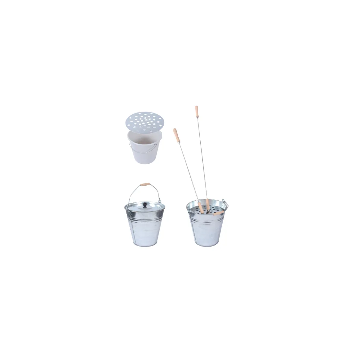 Asche und Reinigungseimer Set, 15 L Eimer, 10 L Eimer, Einsatz Ø29 cm