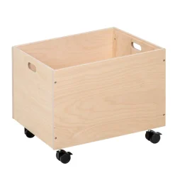 Aufbewahrungsbox groß aus Holz, 39 x 46 x 38 cm, mit Rollen