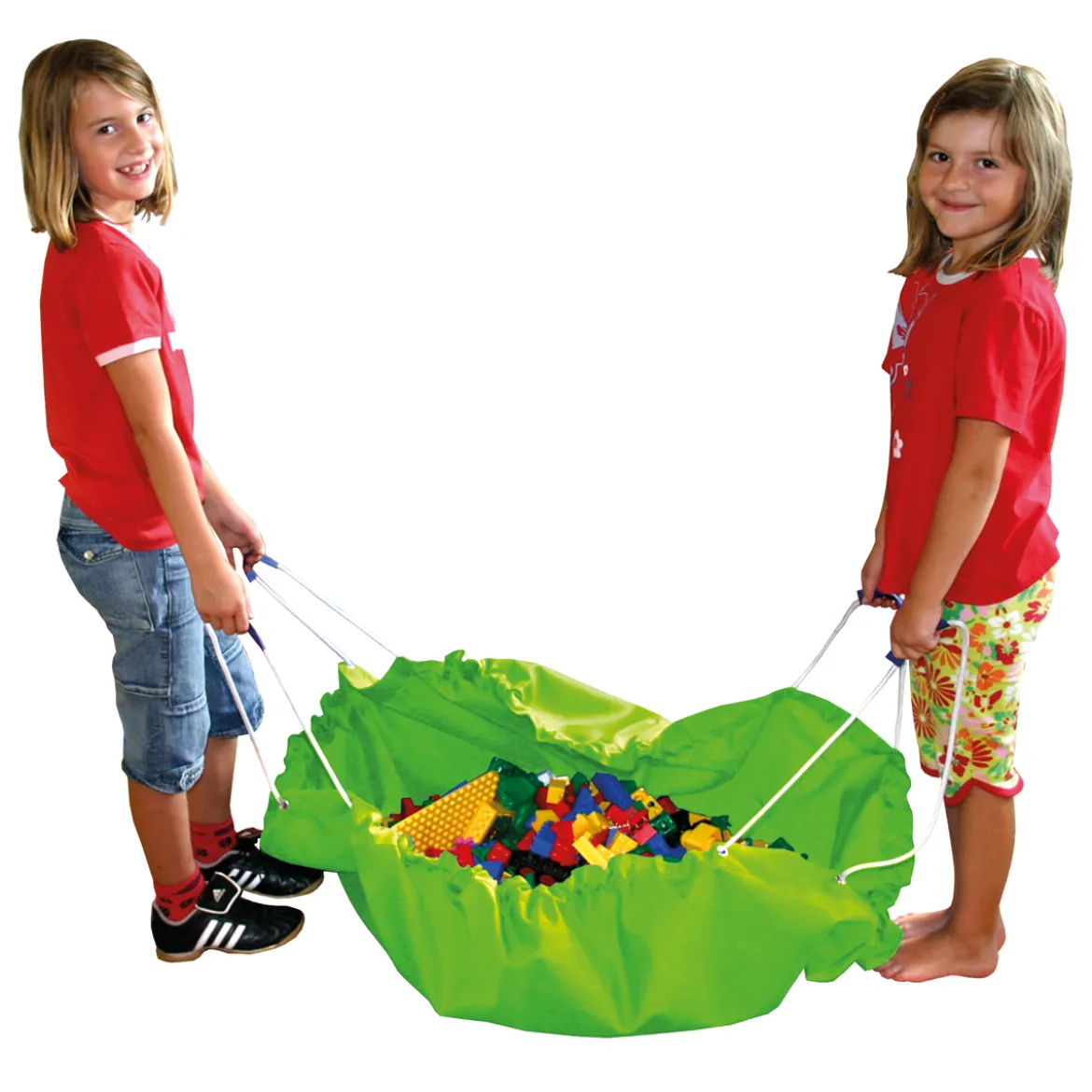 Aufräumsack Spieldecke, grün, Ø 135 cm, innenliegender Tunnelzug mit 4 Schlaufen