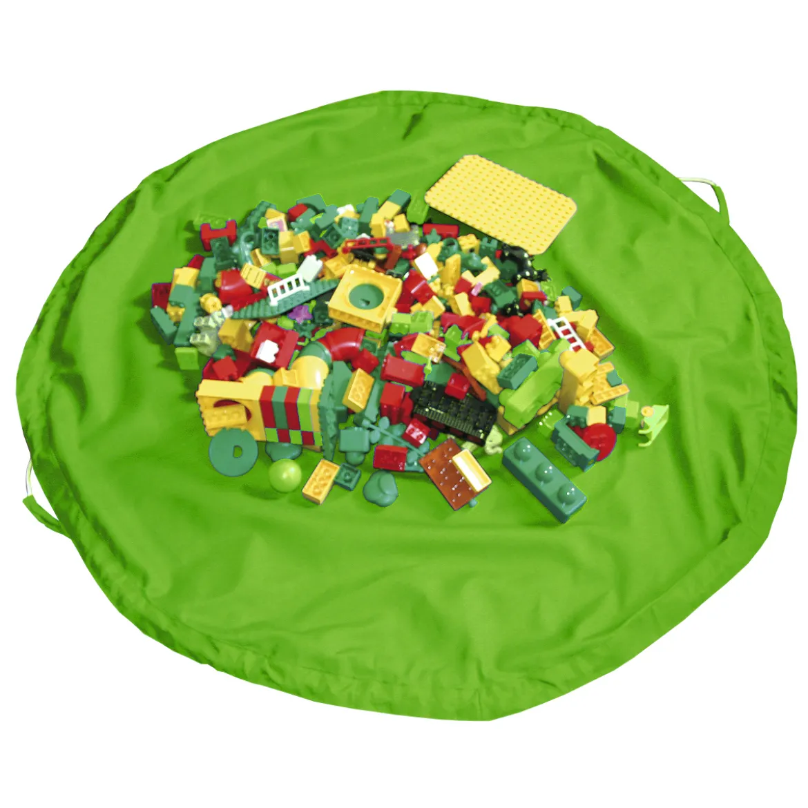Aufräumsack Spieldecke, grün, Ø 135 cm, innenliegender Tunnelzug mit 4 Schlaufen