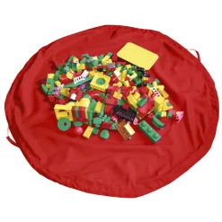 Aufräumsack Spieldecke, rot, Ø 135 cm, innenliegender Tunnelzug mit 4 Schlaufen