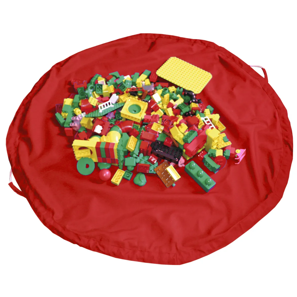 Aufräumsack Spieldecke, rot, Ø 135 cm, innenliegender Tunnelzug mit 4 Schlaufen