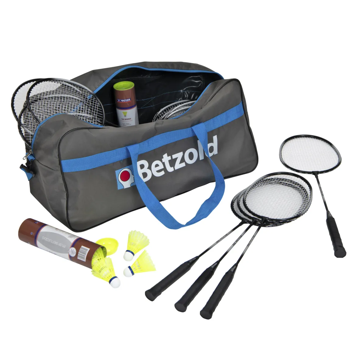 Badminton Schulset Alu-Line Plus mit Tasche, 12 Schläger, 12 Bälle mittel