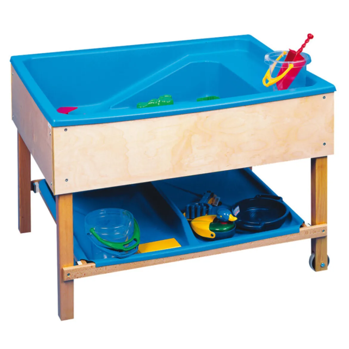Behälter mit Hahn und Abfluss für den Sand-Wasser-Tisch
