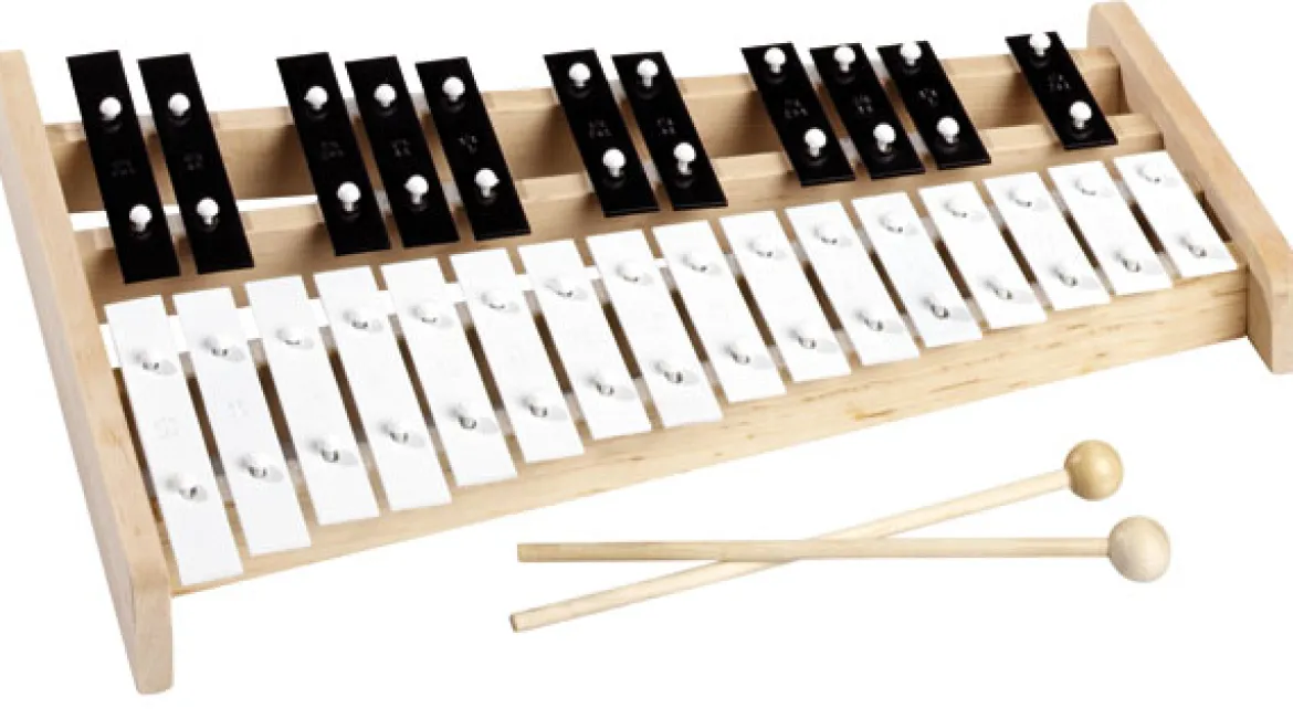 bel-O-ton Alt-Glockenspiel chromatisch, 27 Metall-Klangstäbe im Holzrahmen