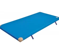 BENZ Sport Normturnmatte blau mit Lederecken und Griffen, 200 x 100 x 6 cm