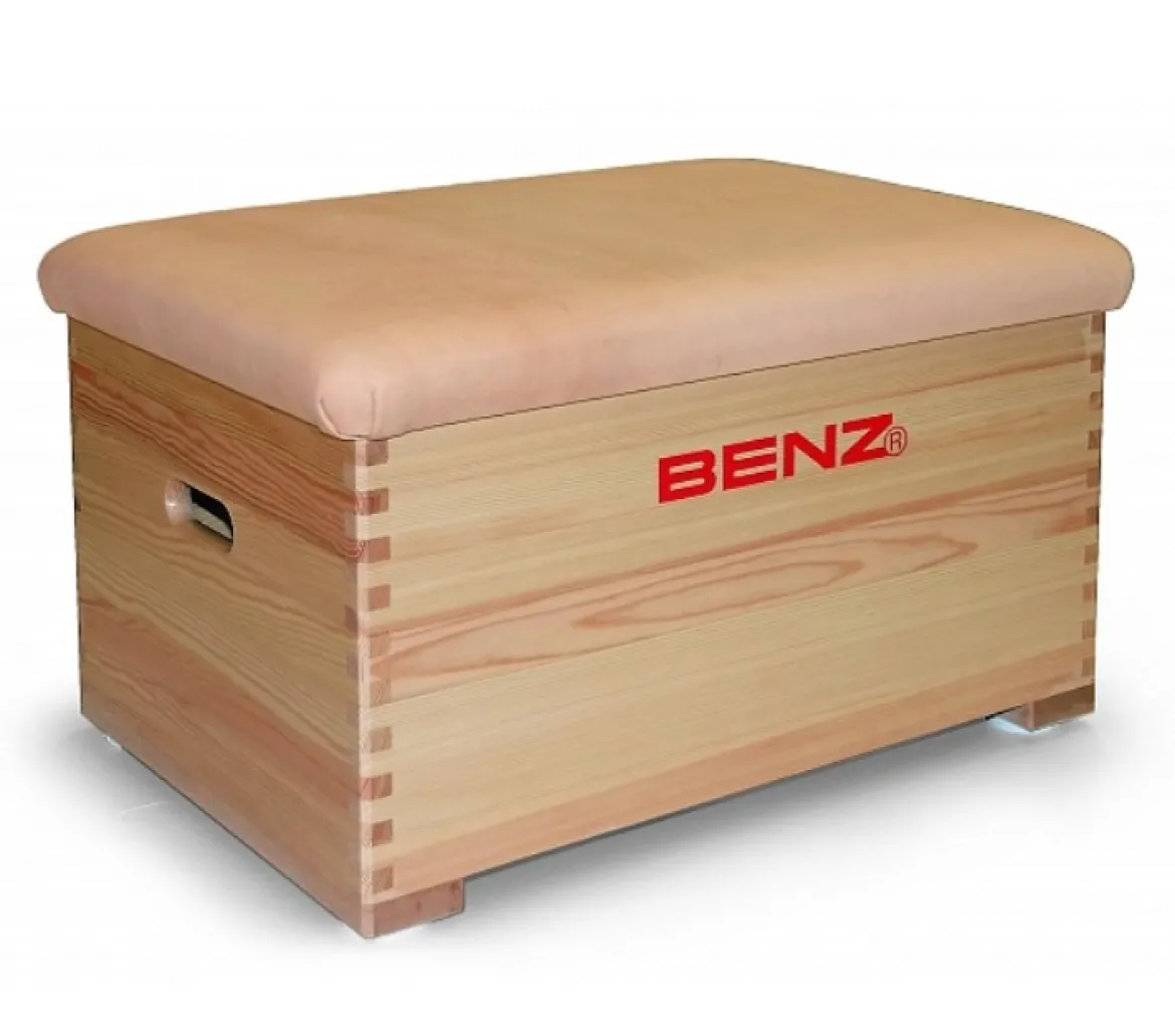 BENZ Sport Sprungkasten Massivholz 1-teilig, Deckel Kernrinderleder
