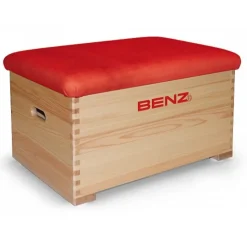 BENZ Sport Sprungkasten Massivholz 1-teilig, Deckel Kunstleder rot