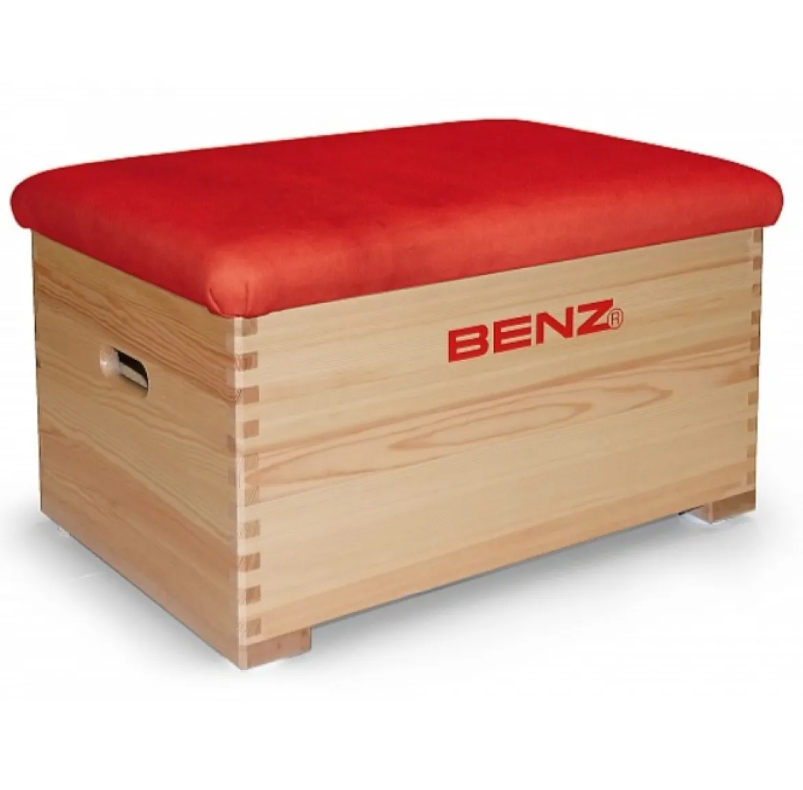 BENZ Sport Sprungkasten Massivholz 1-teilig, Deckel Kunstleder rot