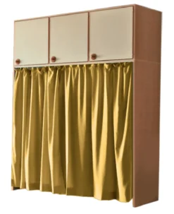 Bettschrank mit Türen und Vorhängen