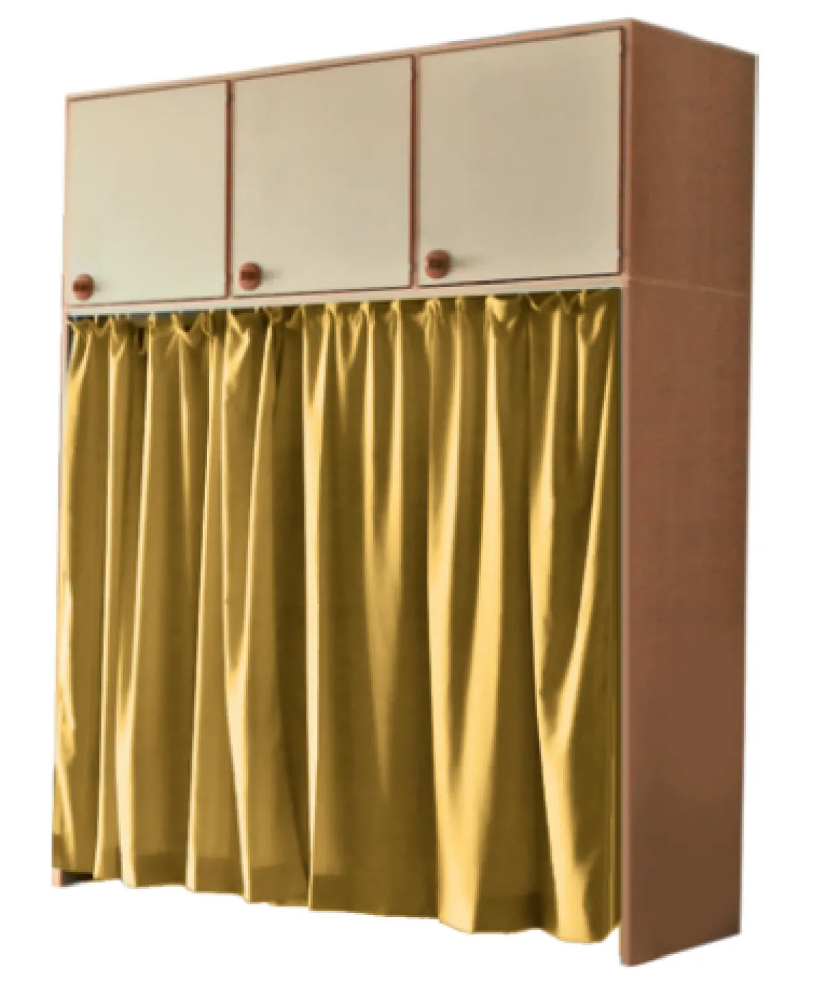 Bettschrank mit Türen und Vorhängen