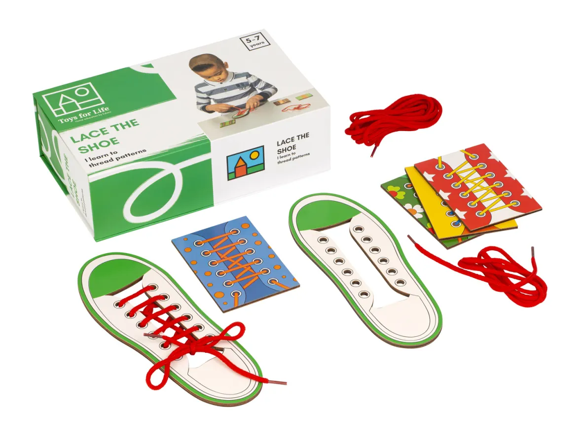Binde den Schuh! Fädelspiel, 5-7 Jahre