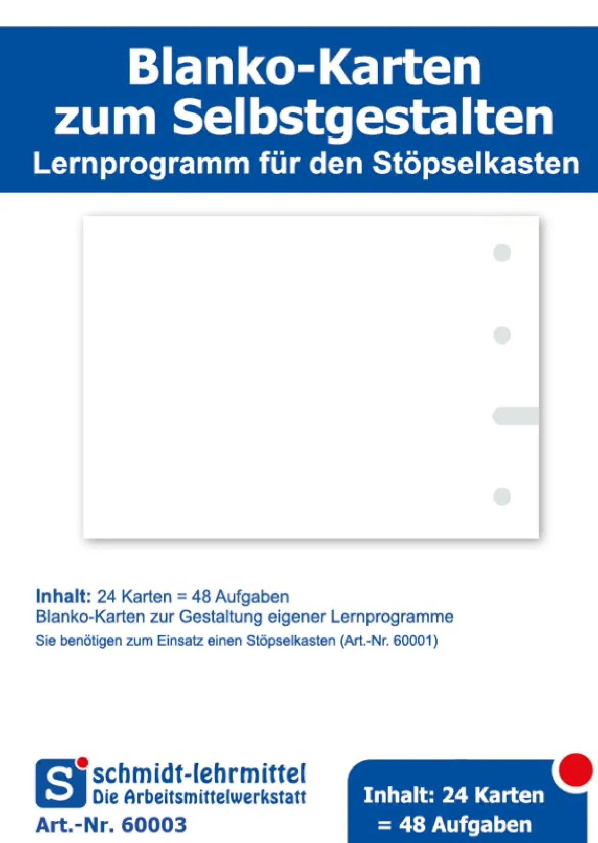 Blanko Karten für Stöpselkasten, 24 Stück
