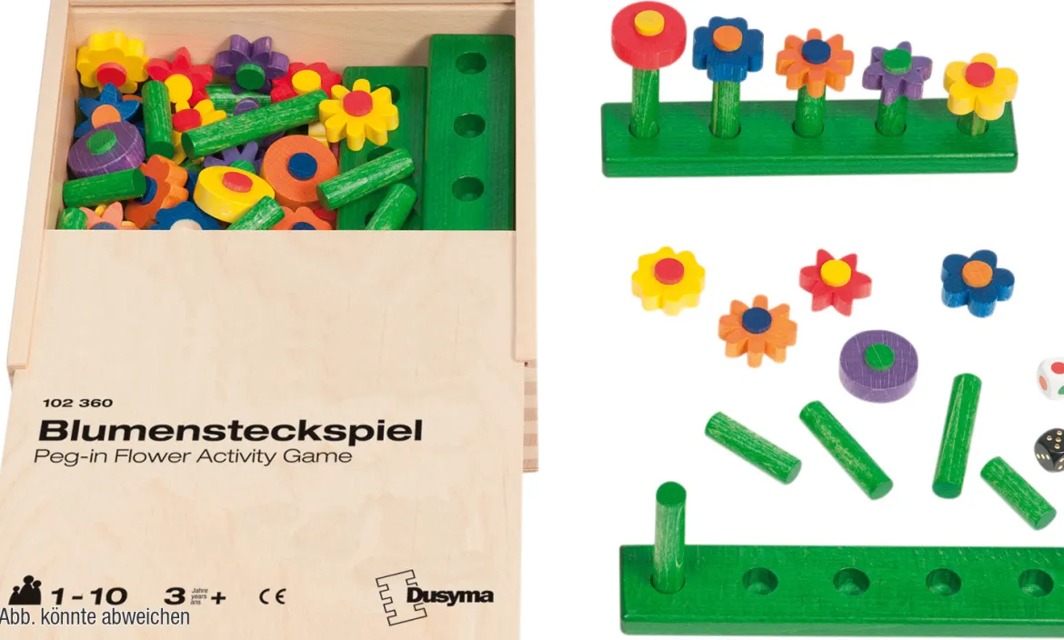 Blumensteckspiel im Holzkasten, ab 3 Jahre