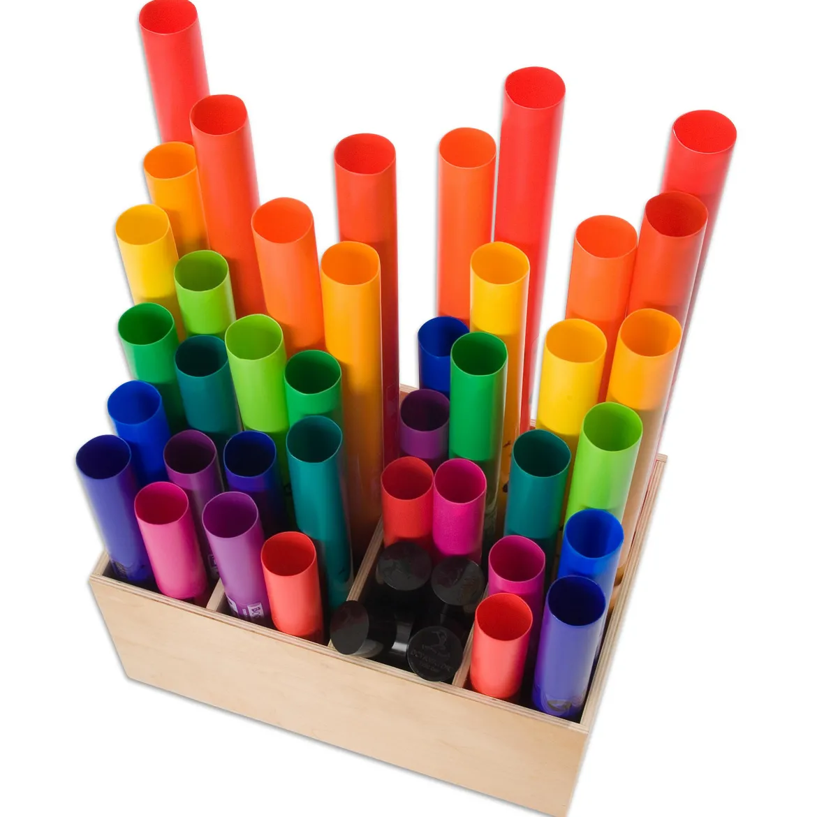 Boomwhackers®, Klassensatz in Aufbewahrungsbox, Set mit 39 Röhren, inkl. 8 Octavator-Caps