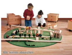 Brückenbauwagen mit vielen Bauklötzen und Bauplatten, ab 2 Jahre