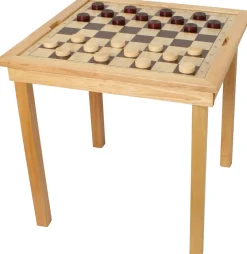 Brettspiel-Tisch mit Schach, Dame und Ludo, extragroße Spielfiguren