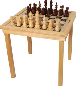 Brettspiel-Tisch mit Schach, Dame und Ludo, extragroße Spielfiguren