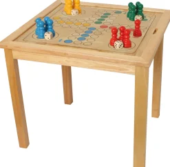 Brettspiel-Tisch mit Schach, Dame und Ludo, extragroße Spielfiguren