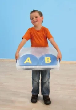 Buchstaben-Matten rutschfest in Kunststoffbox, 26 Stück, 4-7 Jahre