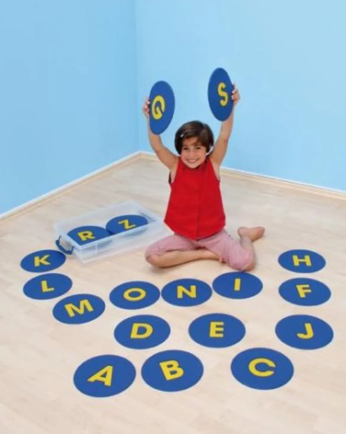 Buchstaben-Matten rutschfest in Kunststoffbox, 26 Stück, 4-7 Jahre