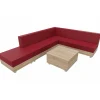 Chillo-Sofaset 2, Kunstleder Eden FRee Cherry, Holzdekor Eiche