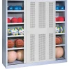 C+P Lochblech Ballschrank HxBxT: 195x160x40 cm, mit Schiebetüren lichtgrau