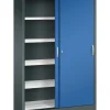 C+P Sportgeräteschrank, 1950x1200x400mm Korpus RAL 7016 Anthrazitgrau, Front RAL 5010 Enzianblau