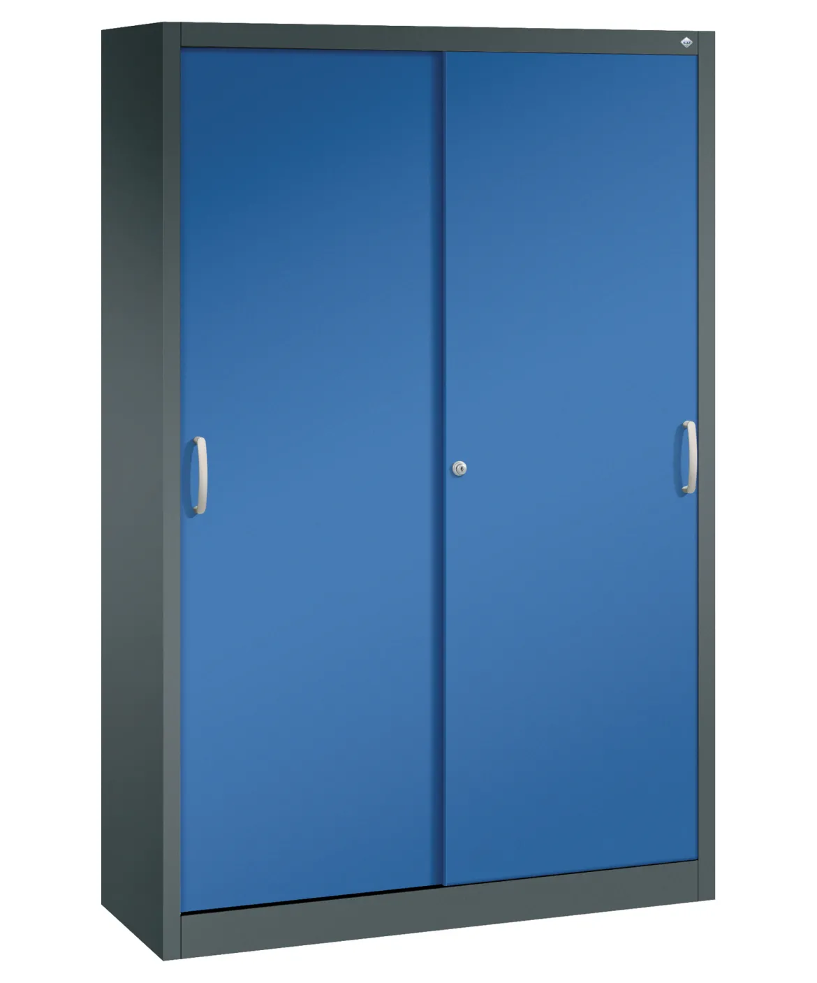 C+P Sportgeräteschrank, 1950x1200x400mm Korpus RAL 7016 Anthrazitgrau, Front RAL 5010 Enzianblau