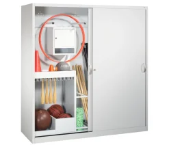 C+P Sportgeräteschrank, 1950x1900x600mm, Korpus RAL 7035 Lichtgrau, Front RAL 7035 Lichtgrau
