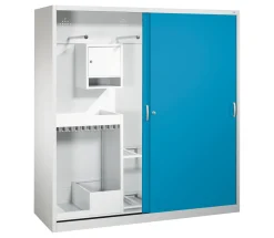 C+P Sportgeräteschrank, 1950x1900x600mm, Korpus RAL 7035 Lichtgrau, Front RAL 5012 Lichtblau