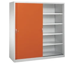 C+P Sportgeräteschrank, 1950x1900x600mmKorpus RAL 7035 Lichtgrau, Front RAL 2004 Reinorange