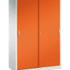 C+P Sportgeräteschrank, 1950x1200x600mm, Korpus RAL 7035 Lichtgrau, Front RAL 2004 Reinorange