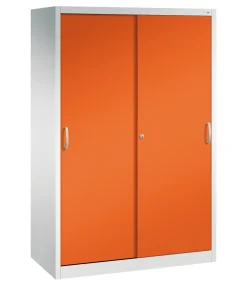 C+P Sportgeräteschrank, 1950x1200x600mm, Korpus RAL 7035 Lichtgrau, Front RAL 2004 Reinorange