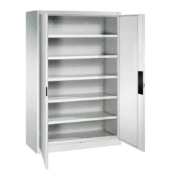 C+P Stahl-Flügeltürenschrank Acurado-1000, 195x120x50 cm, Korpus und Front RAL 7035 Lichtgrau, Schloss Wechselzylinder
