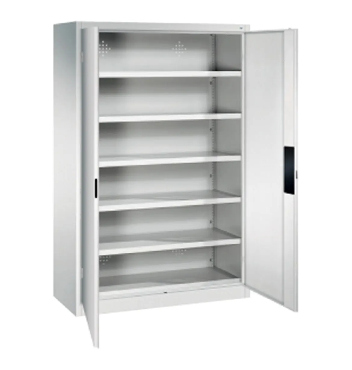 C+P Stahl-Flügeltürenschrank Acurado-1000, 195x120x50 cm, Korpus und Front RAL 7035 Lichtgrau, Schloss Wechselzylinder
