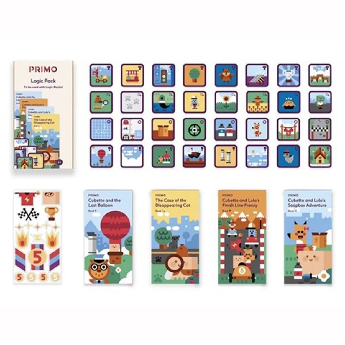 Cubetto, Erweiterungsset Abenteuer-Paket Logik, mit Lernkarten und Geschichtenbüchern, englisch