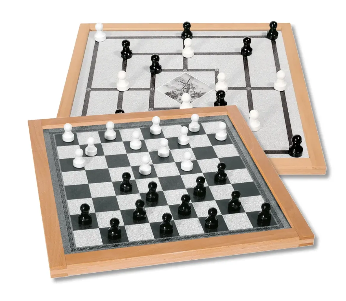 Dame und Mühle, Brettspiel, doppelseitig, magnetisch, für 2 Spieler, 35x35cm