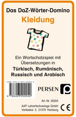Das DaZ-Wörter-Domino: Kleidung, Kartenspiel, 1.-4. Klasse
