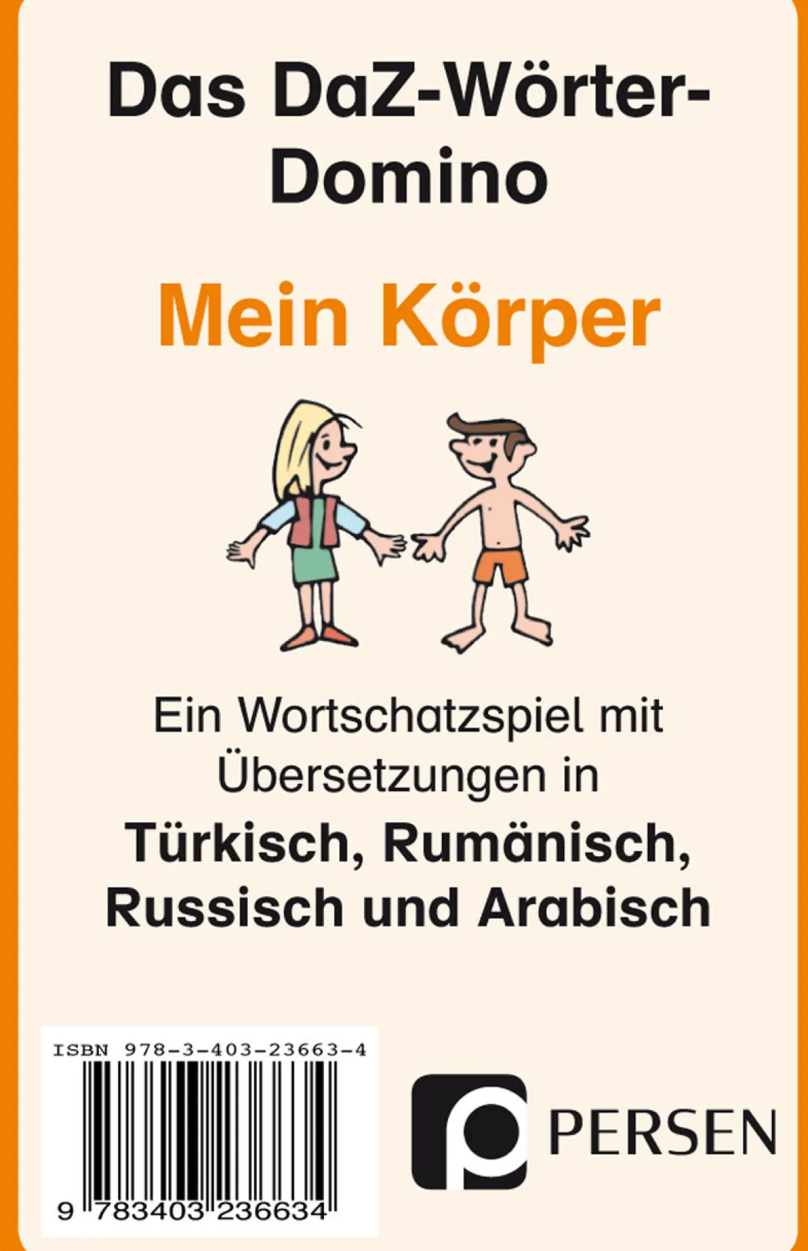 Das DaZ-Wörter-Domino: Mein Körper, Kartenspiel, 1.-4. Klasse