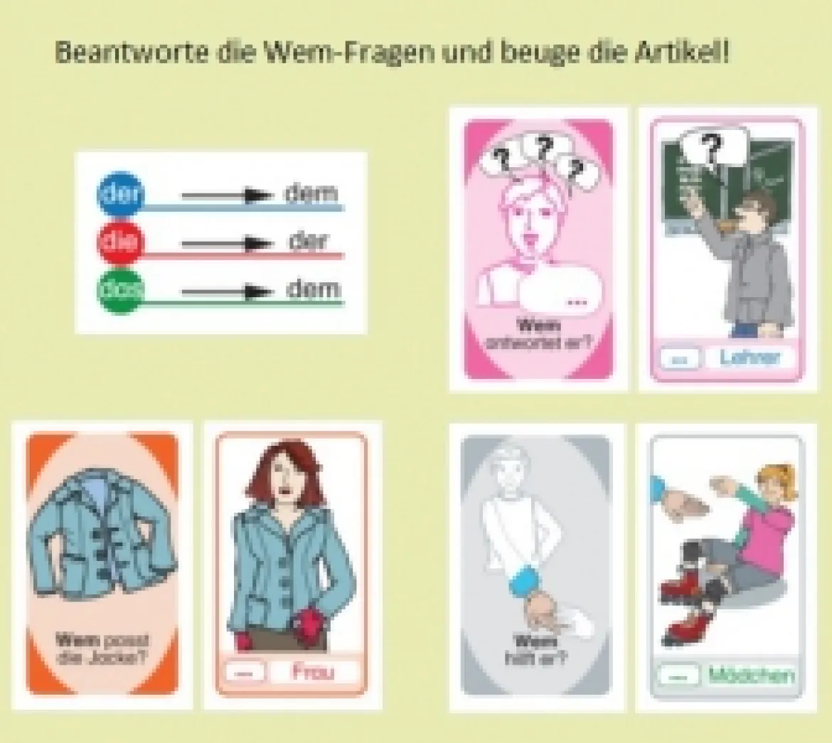 Deutsch lernen: Verben mit Dativ, Artikel richtig beugen