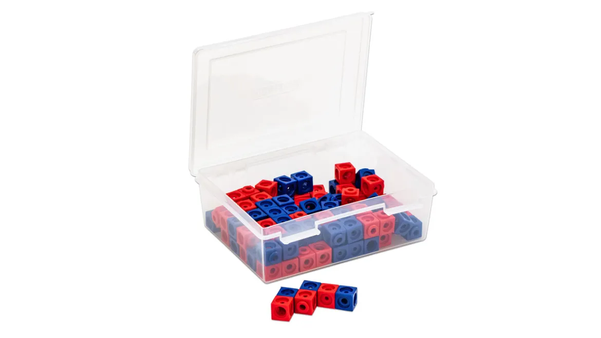 DICK-System Steckwürfel, 100 Stück rot und blau, 17 mm in Kunststoffbox